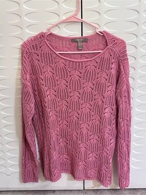 Naturals D&Co Women’s Small Pink Open-Knit Sweater